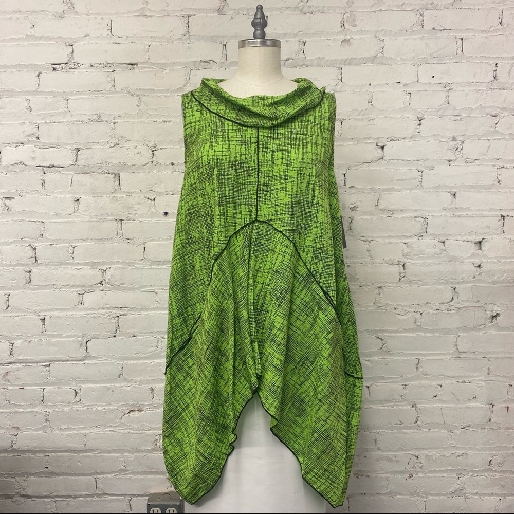2430 Yushi Sleeveless Cowl-Neck Top - Lime